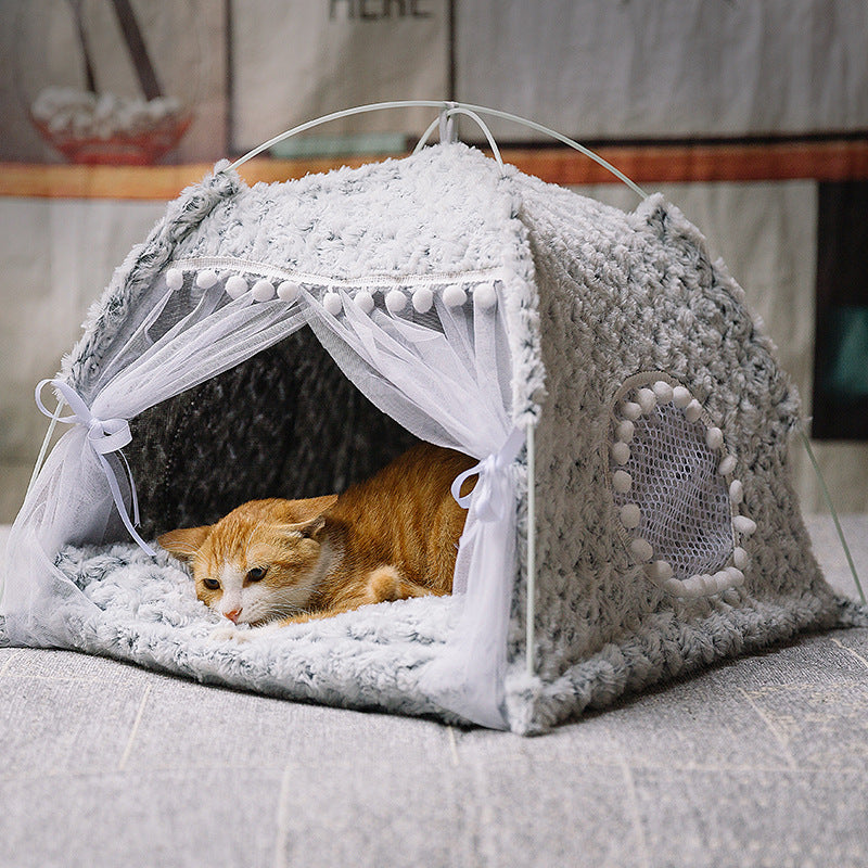 KFX-8546749 Breathable Semi-Enclosed Pet Bed for All Seasons