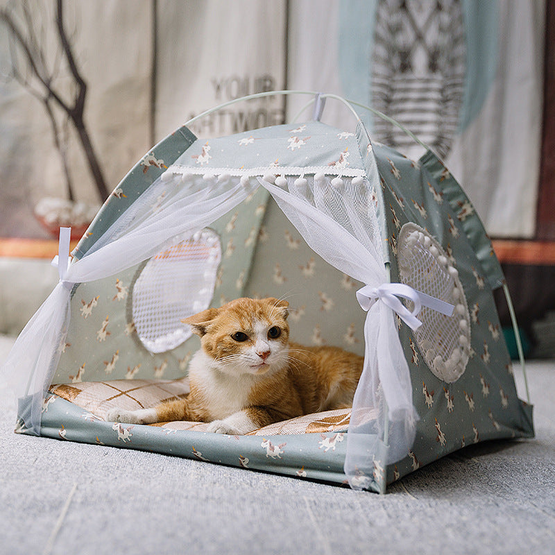 KFX-8546749 Breathable Semi-Enclosed Pet Bed for All Seasons