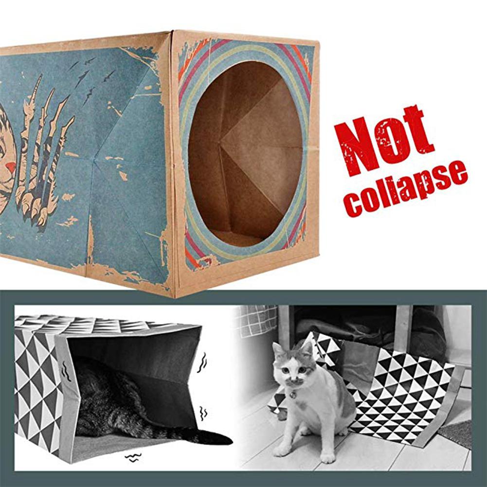 KFX-8547005 Kraft Paper Cat House Tunnel - Cozy Hideaway for Cats, Free Size 61x22x22cm