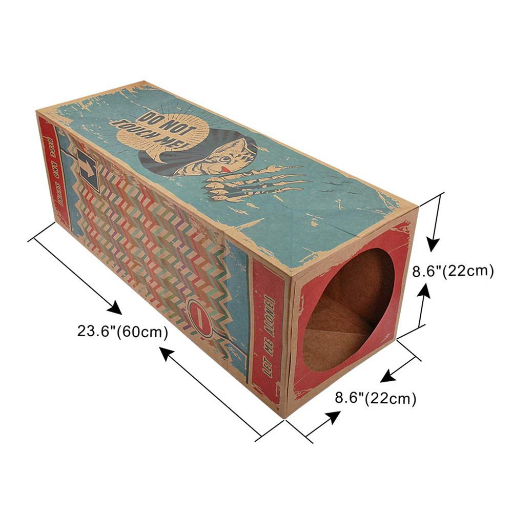 KFX-8547005 Kraft Paper Cat House Tunnel - Cozy Hideaway for Cats, Free Size 61x22x22cm