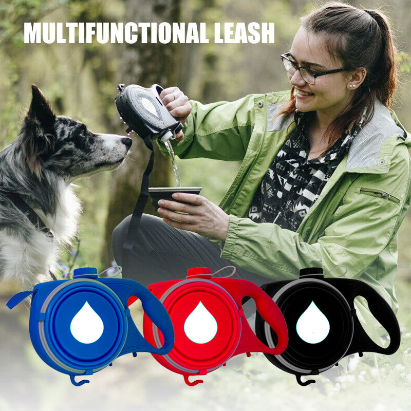 KFX-8547517 Portable Automatic Telescopic Traction Rope with Built-in Water Bottle for Outdoor Use