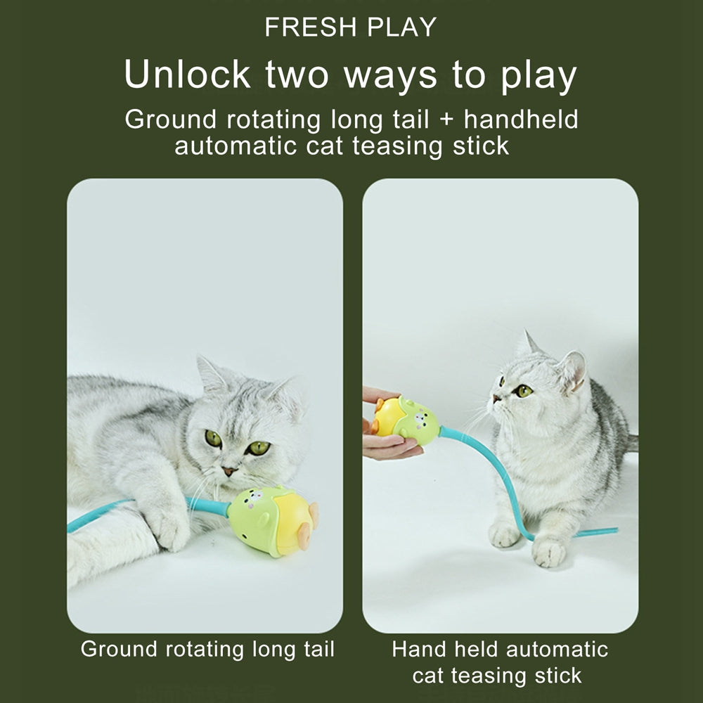 KFX-8548541 Interactive Rotating Cat Toy - Little Devil Tail Rubber Ball, Green, ABS Material, 34cm Long Tail