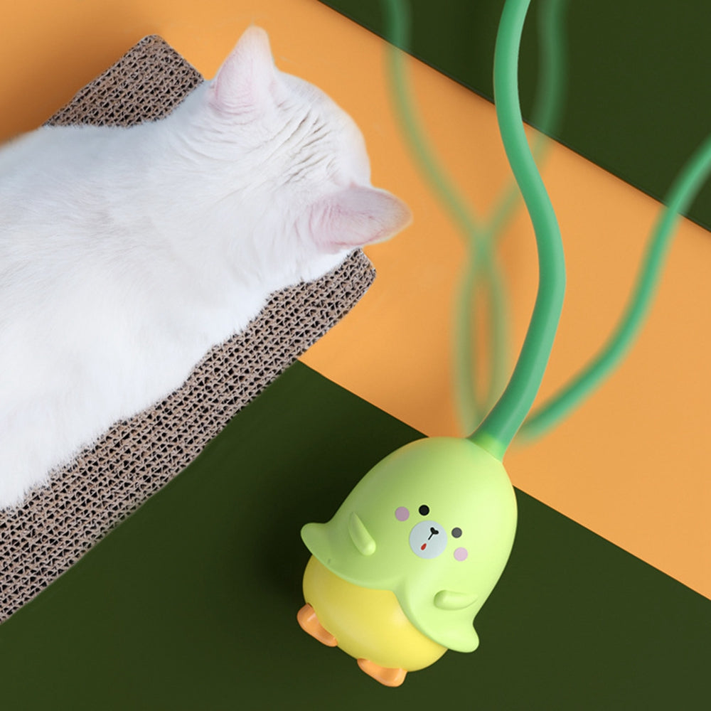KFX-8548541 Interactive Rotating Cat Toy - Little Devil Tail Rubber Ball, Green, ABS Material, 34cm Long Tail