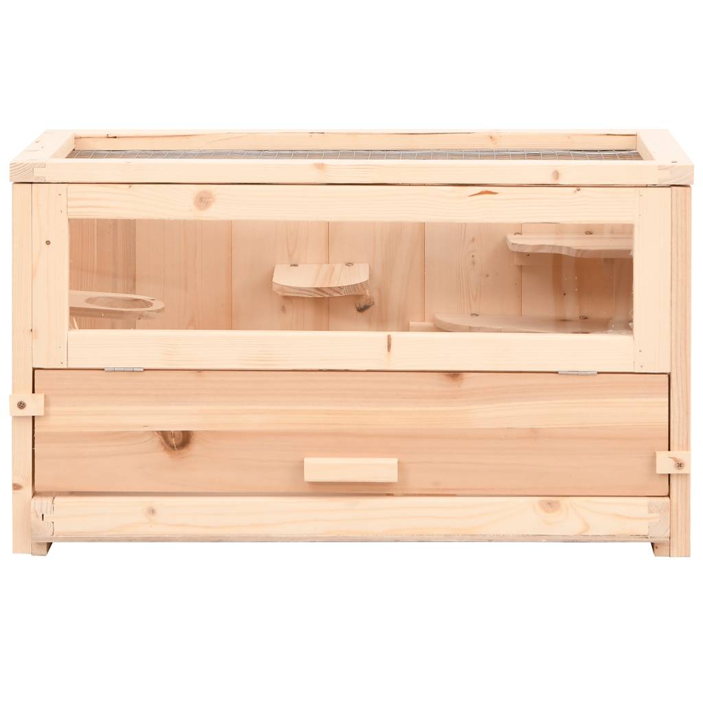 KFX-8549309 Wooden Hamster Cage with Accessories, Solid Fir Wood, 60x30x35 cm, Suitable for Small Pets