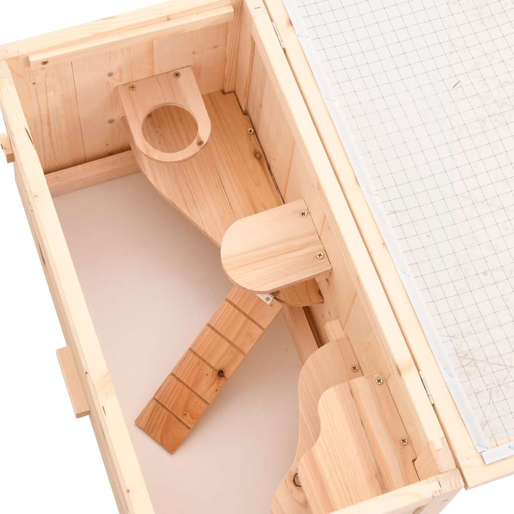 KFX-8549309 Wooden Hamster Cage with Accessories, Solid Fir Wood, 60x30x35 cm, Suitable for Small Pets