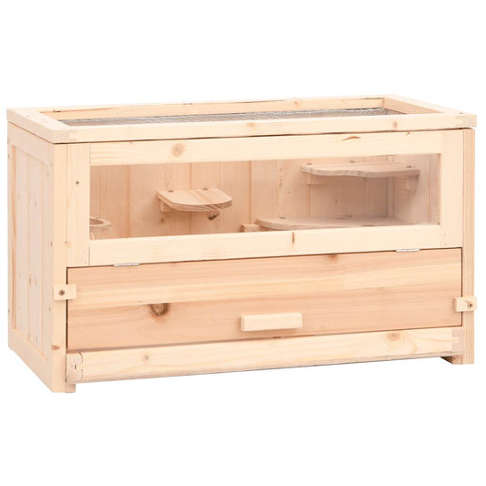 KFX-8549309 Wooden Hamster Cage with Accessories, Solid Fir Wood, 60x30x35 cm, Suitable for Small Pets