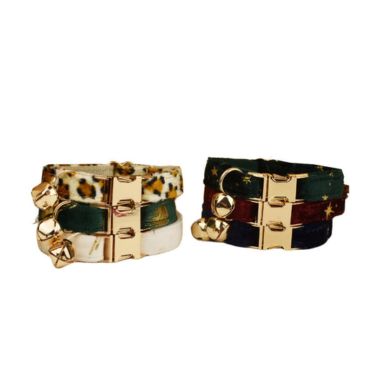 KFX-8550333 Charming Adjustable Cat Collar with Bow and Bell in Various Colors and Patterns