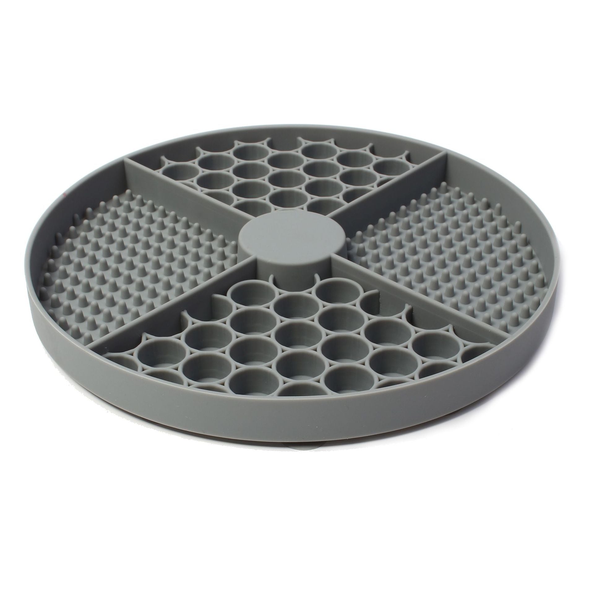 KFX-8551485 Silicone Pet Licking Mat in Round Design - Available in Gray, Blue, and Red