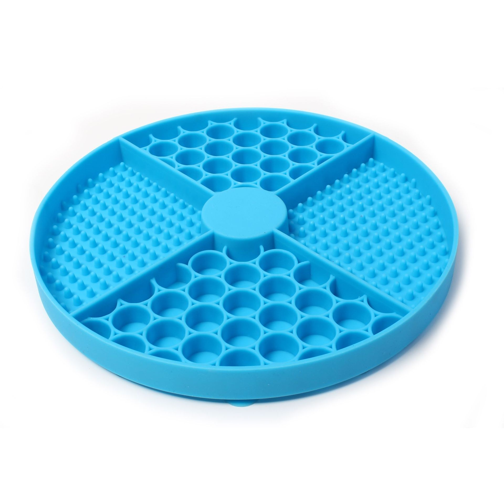 KFX-8551485 Silicone Pet Licking Mat in Round Design - Available in Gray, Blue, and Red