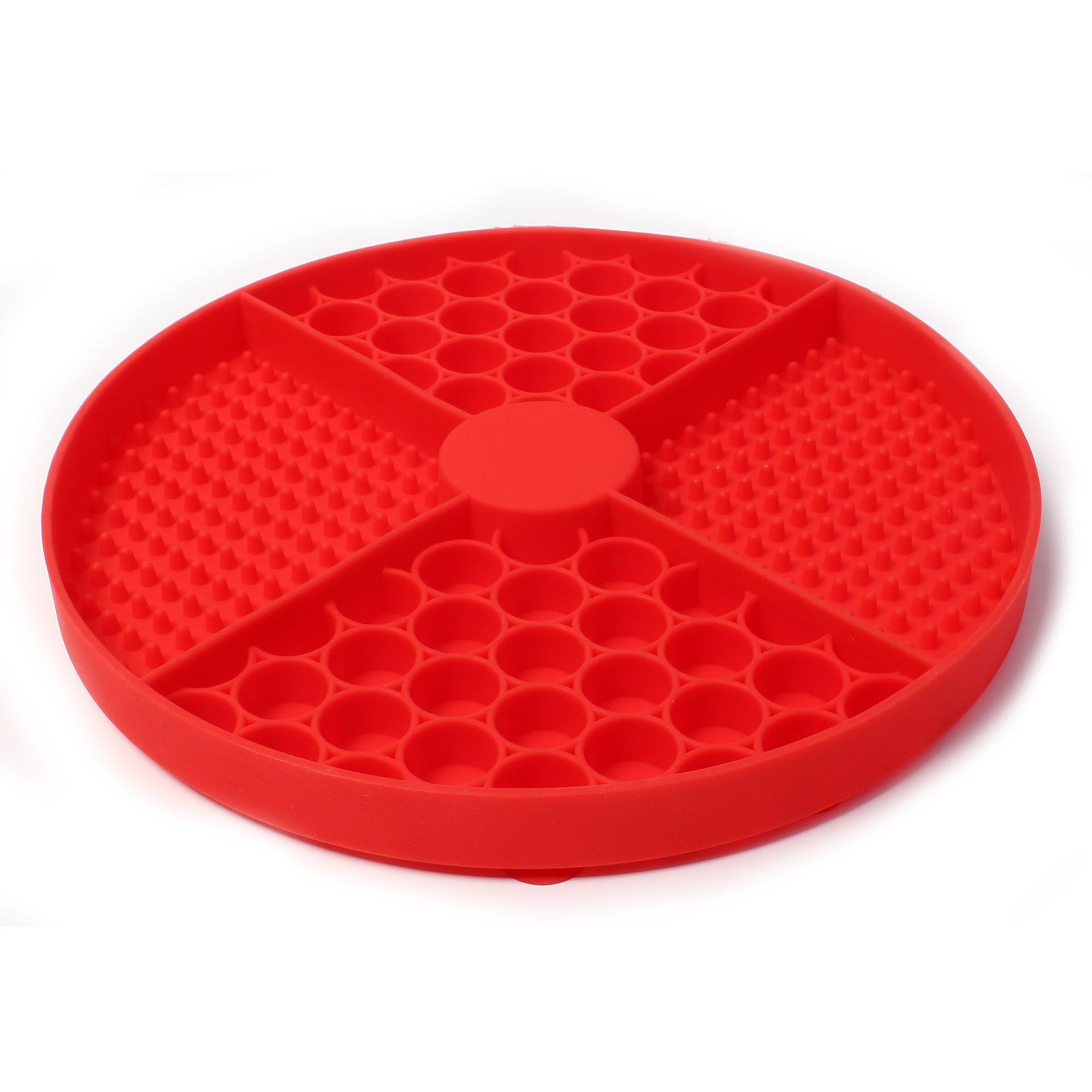 KFX-8551485 Silicone Pet Licking Mat in Round Design - Available in Gray, Blue, and Red