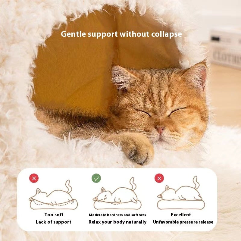 KFX-8551741 Cozy Plush Cat Nest in Three Sizes - White Bear, White Rabbit, Brown Deer Designs