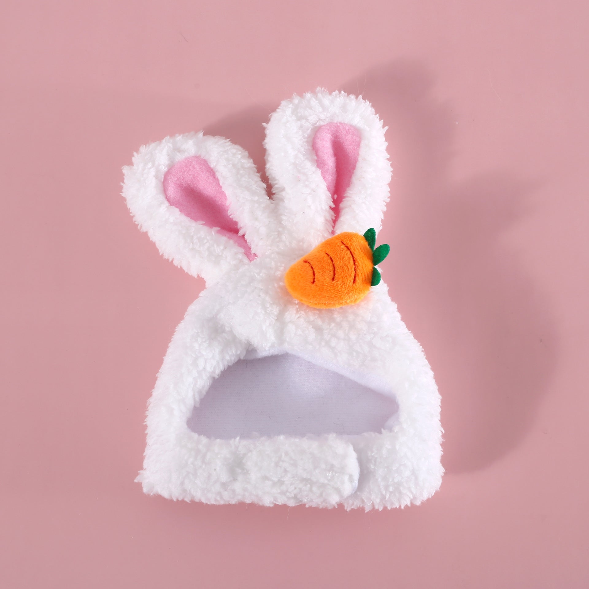 KFX-8552509 Plush Cartoon Hat with Rabbit and Carrot Ears for Cats and Dogs, Soft Polar Fleece Pet Accessory