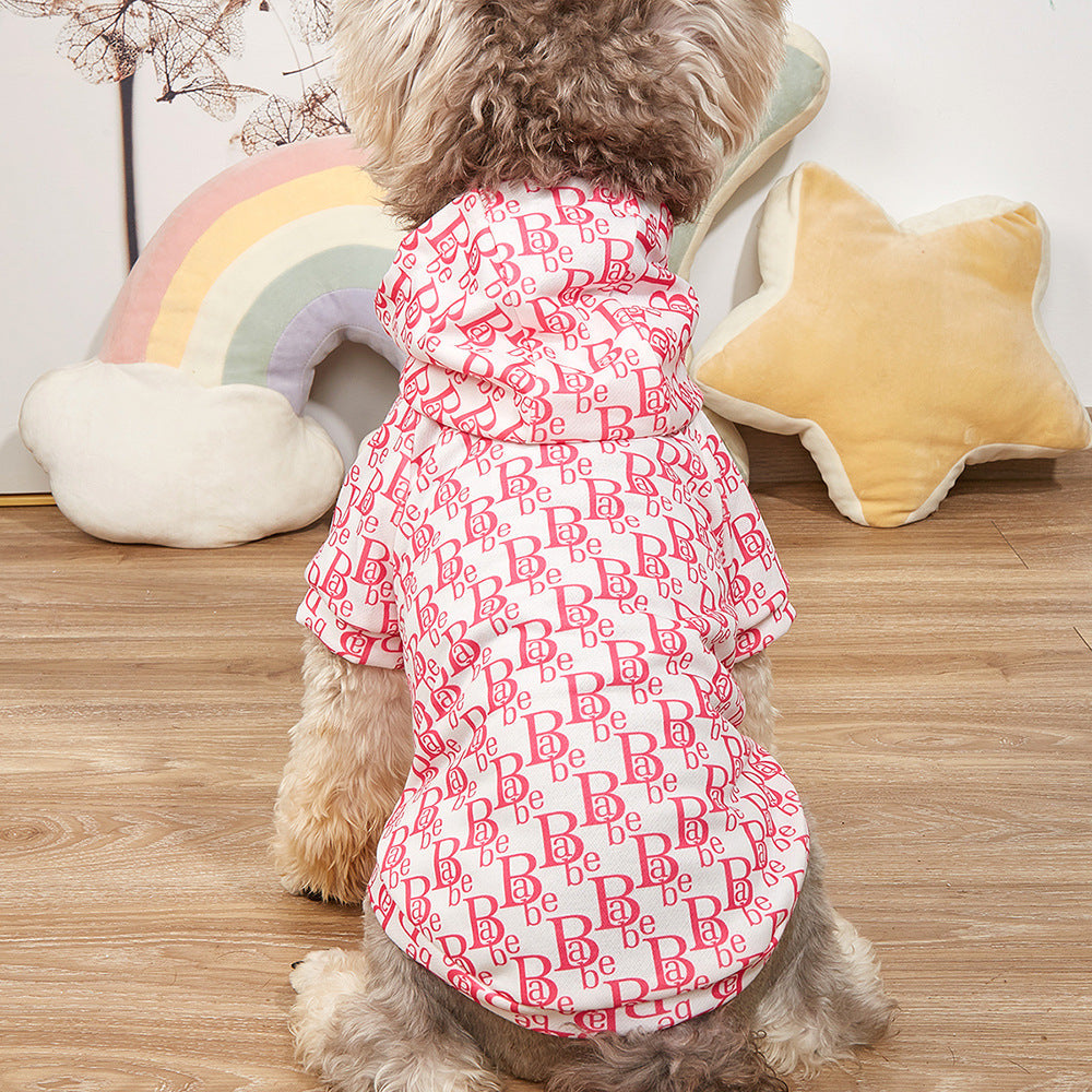 KFX-8552765 Letter Print Hoodie for Pets - Polyester Sweater in Multiple Sizes