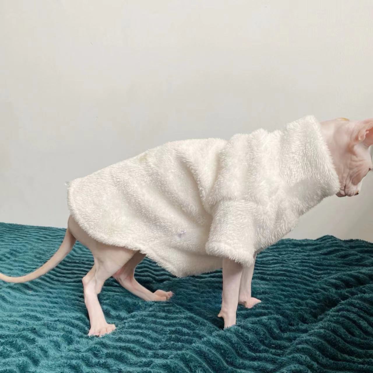 KFX-8553277 Plush Winter Pet Jacket for Small Dogs - Warm and Cold-Proof, Available in White and Black