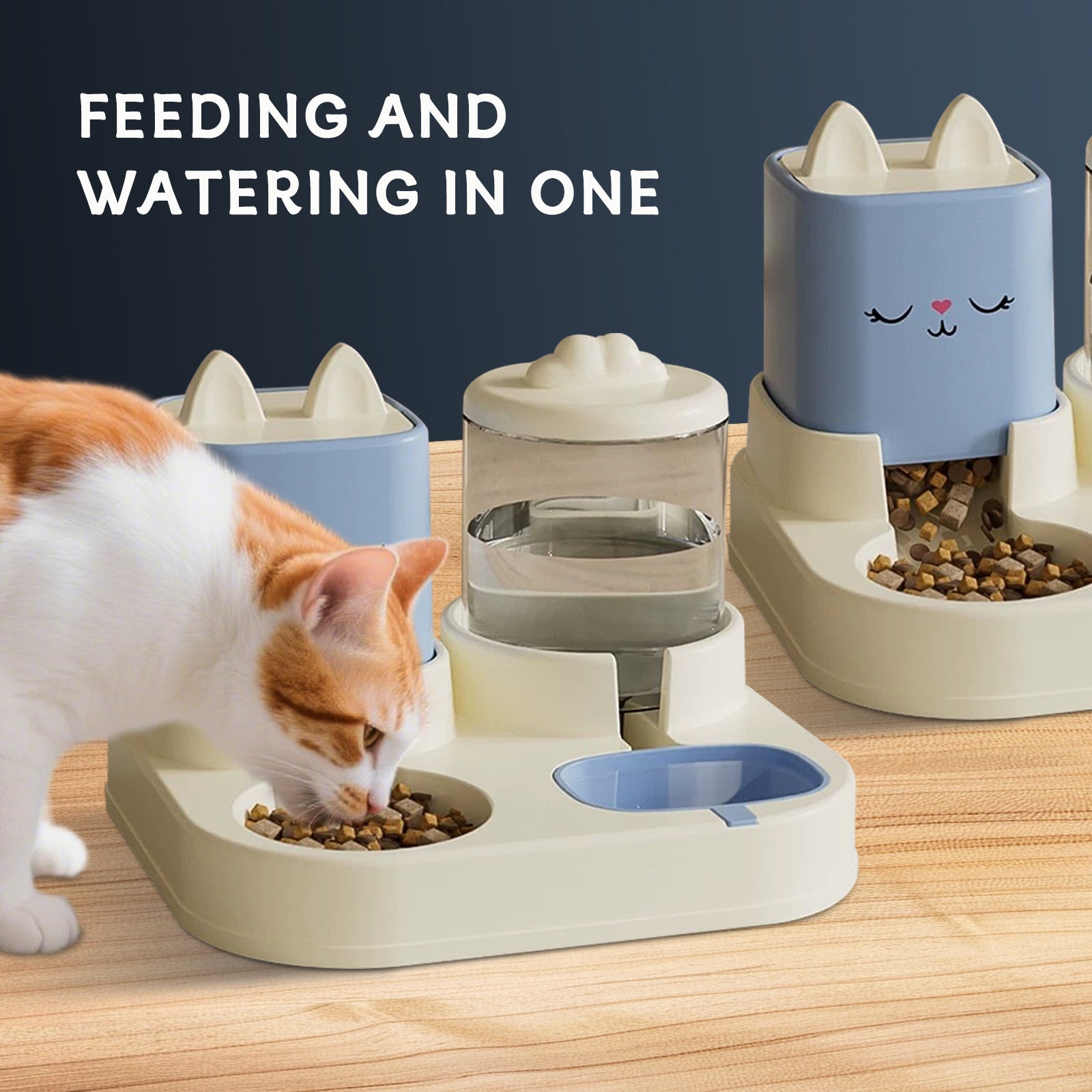 KFX-8553533 Pet Feeding and Drinking Device with Dry and Wet Separation and Automatic Water Addition for Cats and Dogs