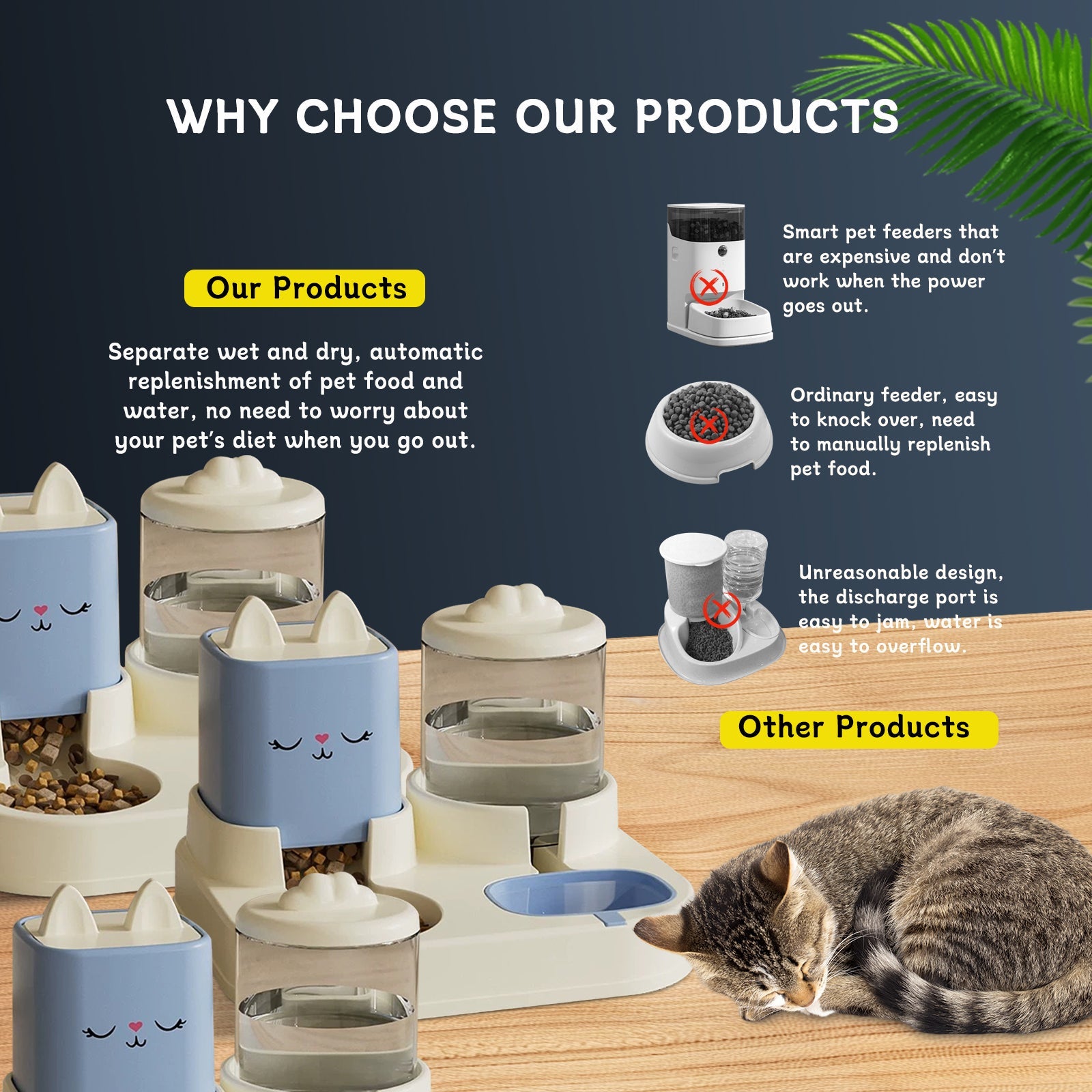 KFX-8553533 Pet Feeding and Drinking Device with Dry and Wet Separation and Automatic Water Addition for Cats and Dogs