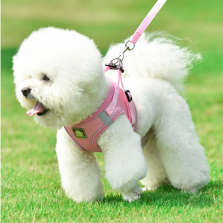 KFX-8557245 Adjustable Dog Vest Traction Rope for Puppies & Cats - Sizes XS to XL