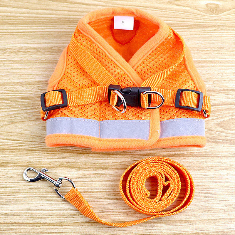 KFX-8557245 Adjustable Dog Vest Traction Rope for Puppies & Cats - Sizes XS to XL