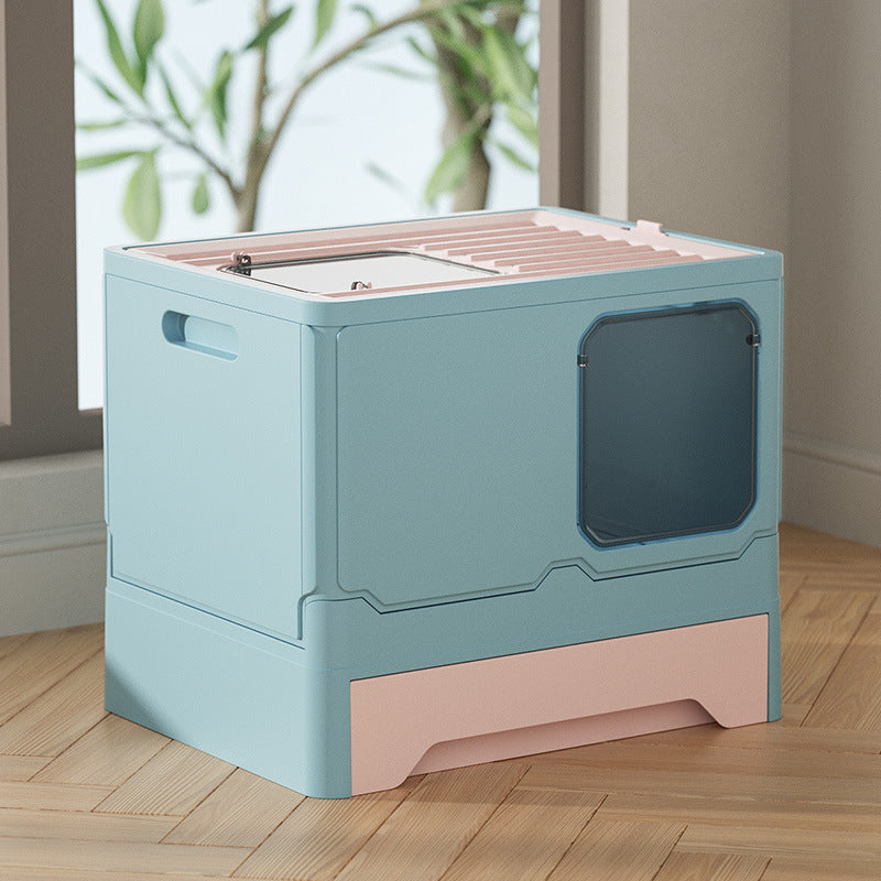 KFX-8557501 Folding Cat Litter Box with Deodorant and Splash-proof Design - Available in Multiple Colors