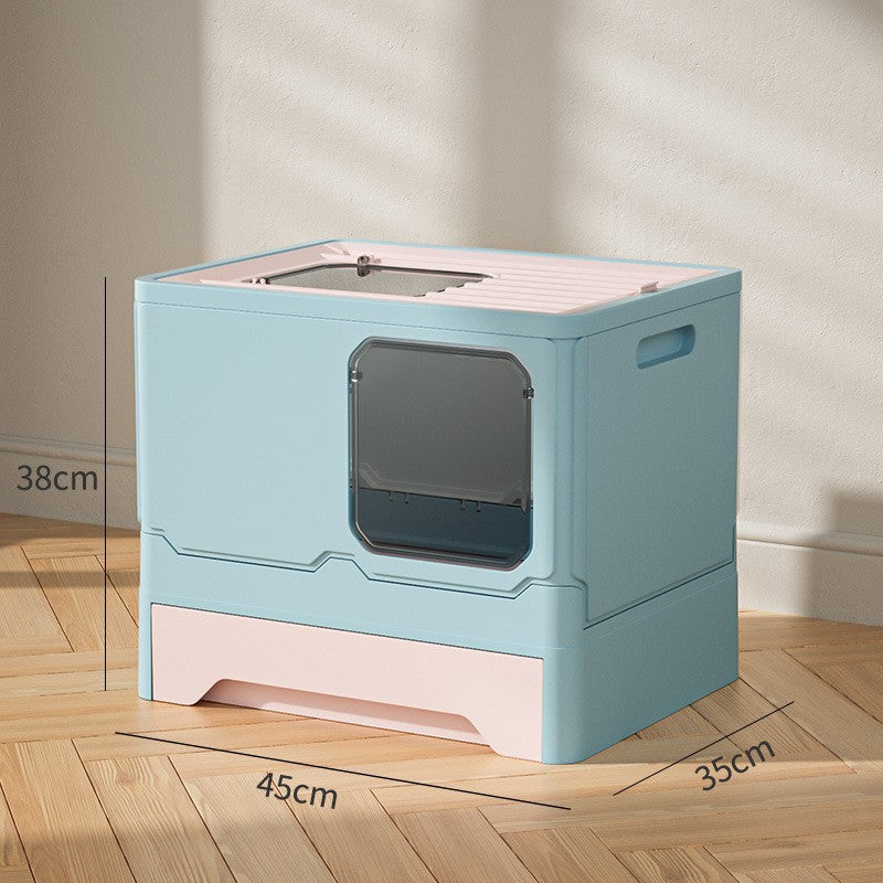 KFX-8557501 Folding Cat Litter Box with Deodorant and Splash-proof Design - Available in Multiple Colors