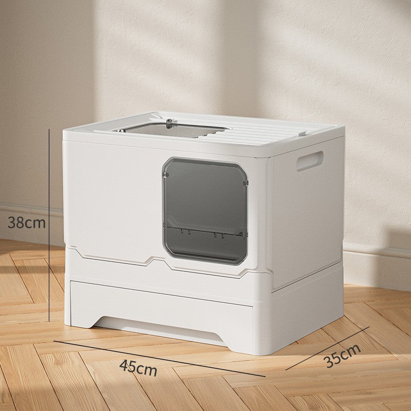 KFX-8557501 Folding Cat Litter Box with Deodorant and Splash-proof Design - Available in Multiple Colors