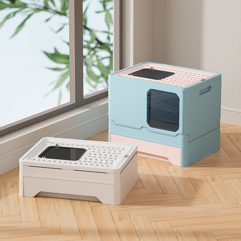 KFX-8557501 Folding Cat Litter Box with Deodorant and Splash-proof Design - Available in Multiple Colors