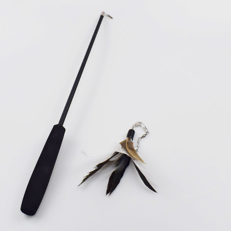KFX-8558269 Telescopic Cat Fishing Rod with Feather - Extendable 38-98cm, Multiple Colors Available