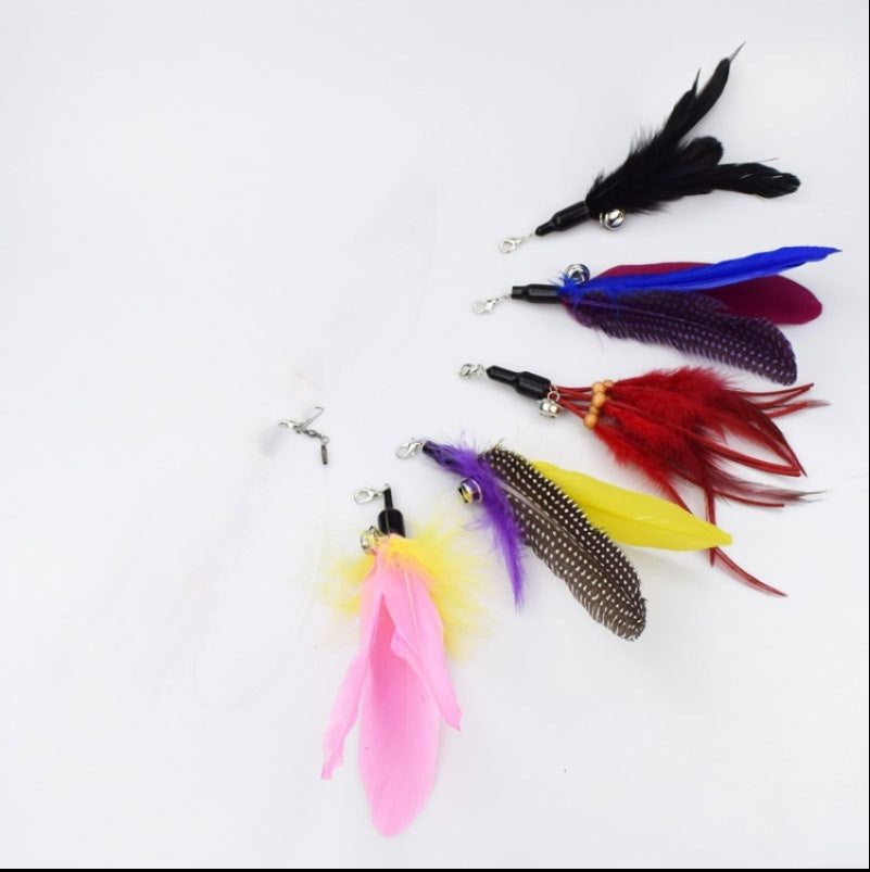 KFX-8558269 Telescopic Cat Fishing Rod with Feather - Extendable 38-98cm, Multiple Colors Available