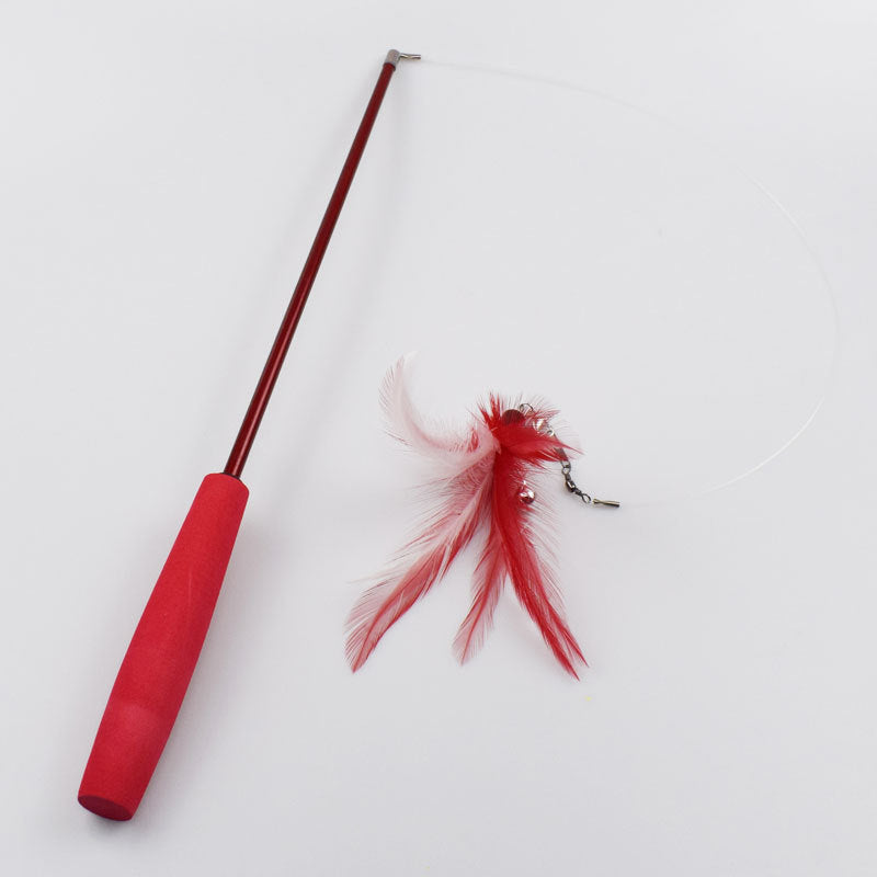 KFX-8558269 Telescopic Cat Fishing Rod with Feather - Extendable 38-98cm, Multiple Colors Available