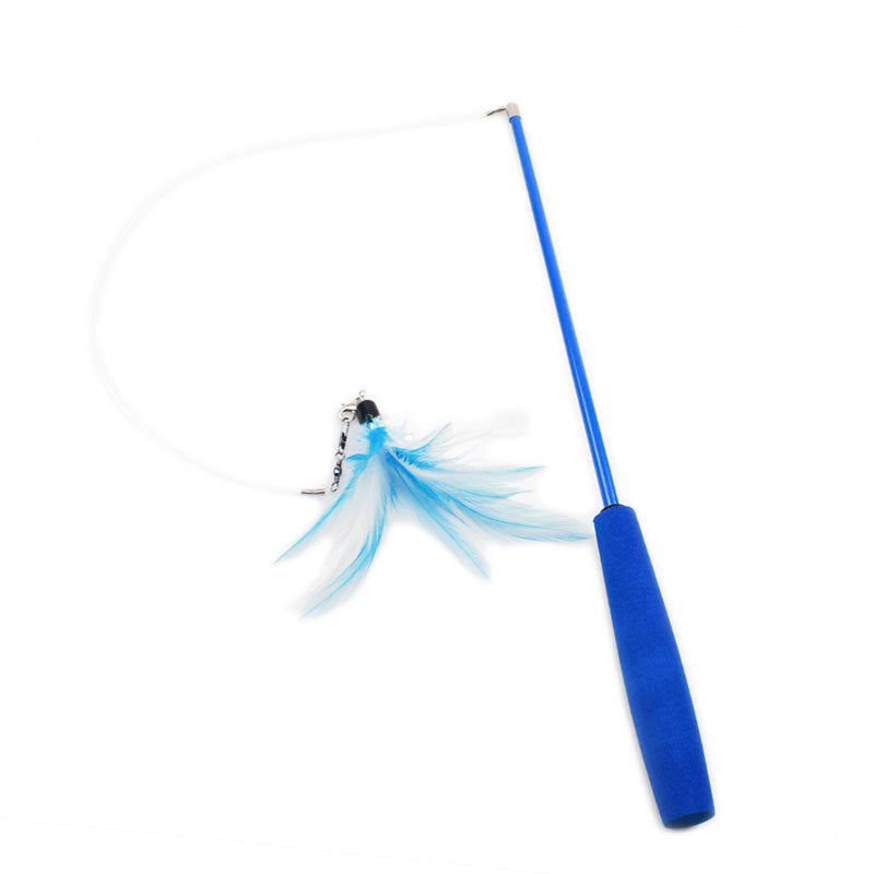 KFX-8558269 Telescopic Cat Fishing Rod with Feather - Extendable 38-98cm, Multiple Colors Available