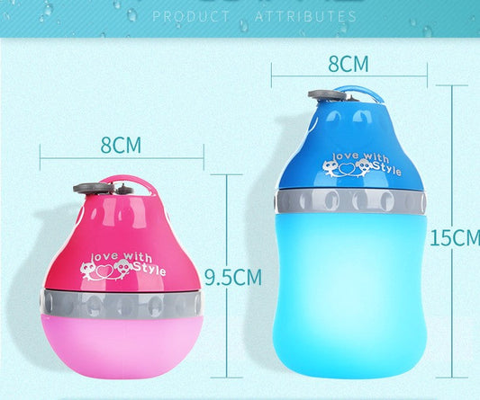 KFX-8559293 Collapsible Silicone Pet Bottle with Travel Bowl - Holds Water and Food