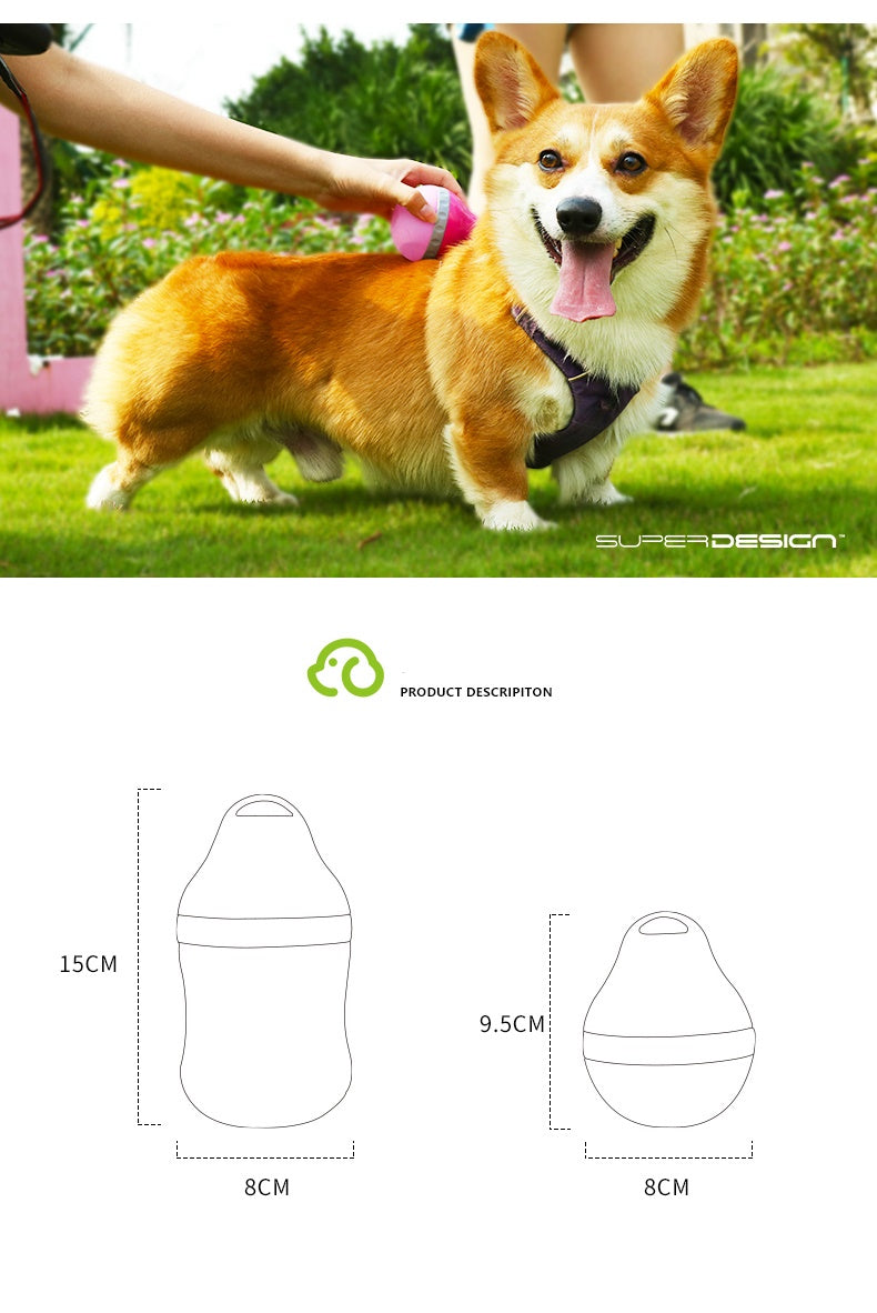 KFX-8559293 Collapsible Silicone Pet Bottle with Travel Bowl - Holds Water and Food