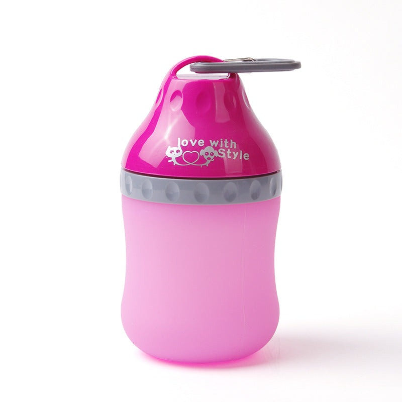 KFX-8559293 Collapsible Silicone Pet Bottle with Travel Bowl - Holds Water and Food