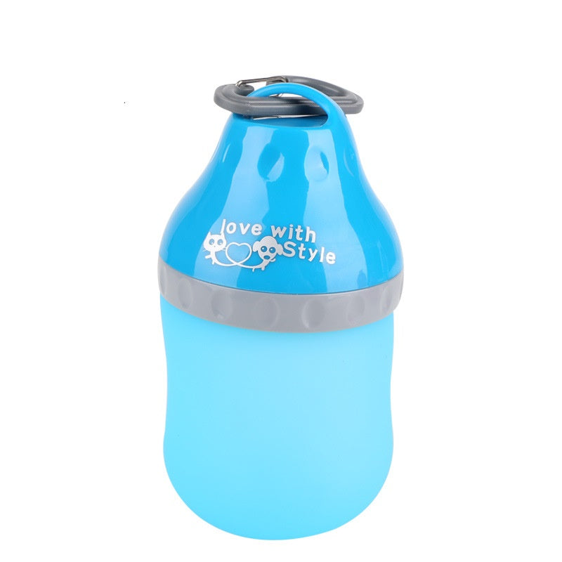 KFX-8559293 Collapsible Silicone Pet Bottle with Travel Bowl - Holds Water and Food