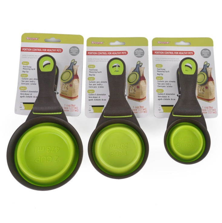 KFX-8559421 Multi-Function Dog Food Spoon - Scoop, Serve, and Seal in Green and Black