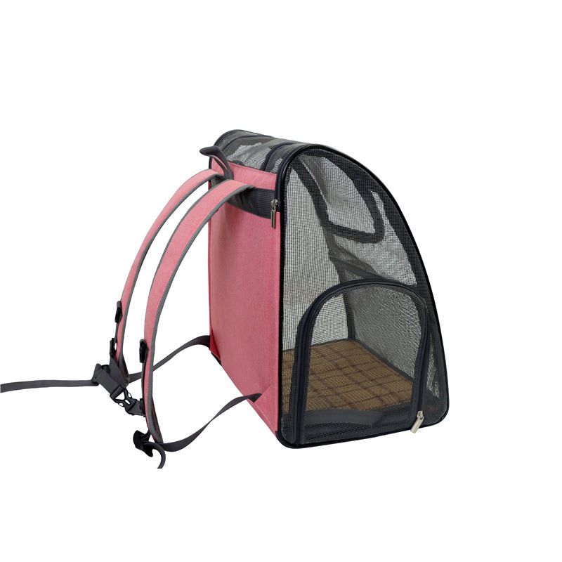 KFX-8560701 Portable Foldable Mesh Pet Carrier Bag for Travel - Oxford Cloth, Medium Hardness, Available in Pink and Blue