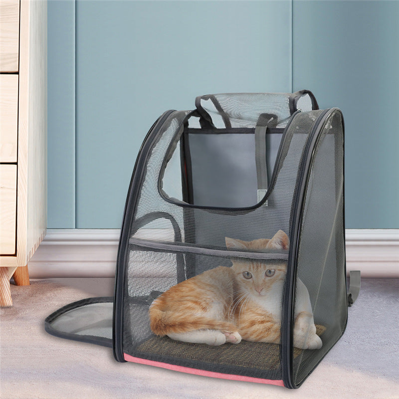 KFX-8560701 Portable Foldable Mesh Pet Carrier Bag for Travel - Oxford Cloth, Medium Hardness, Available in Pink and Blue