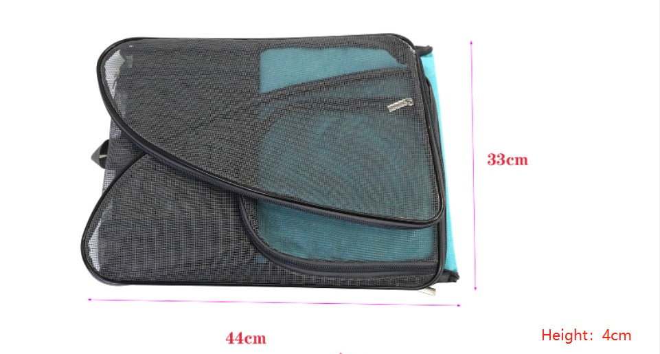 KFX-8560701 Portable Foldable Mesh Pet Carrier Bag for Travel - Oxford Cloth, Medium Hardness, Available in Pink and Blue