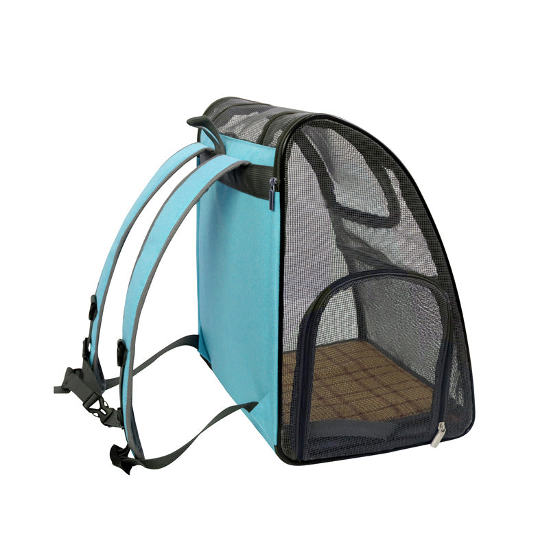 KFX-8560701 Portable Foldable Mesh Pet Carrier Bag for Travel - Oxford Cloth, Medium Hardness, Available in Pink and Blue