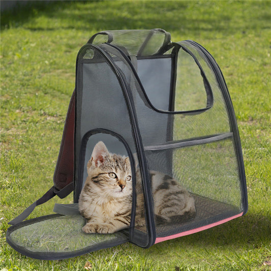 KFX-8560701 Portable Foldable Mesh Pet Carrier Bag for Travel - Oxford Cloth, Medium Hardness, Available in Pink and Blue