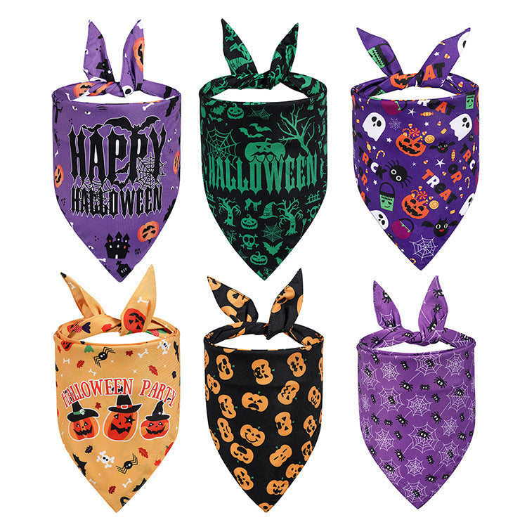 KFX-8560829 Halloween Pet Triangle Scarf - Polyester Saliva Towel, 70x48x48cm, Various Styles