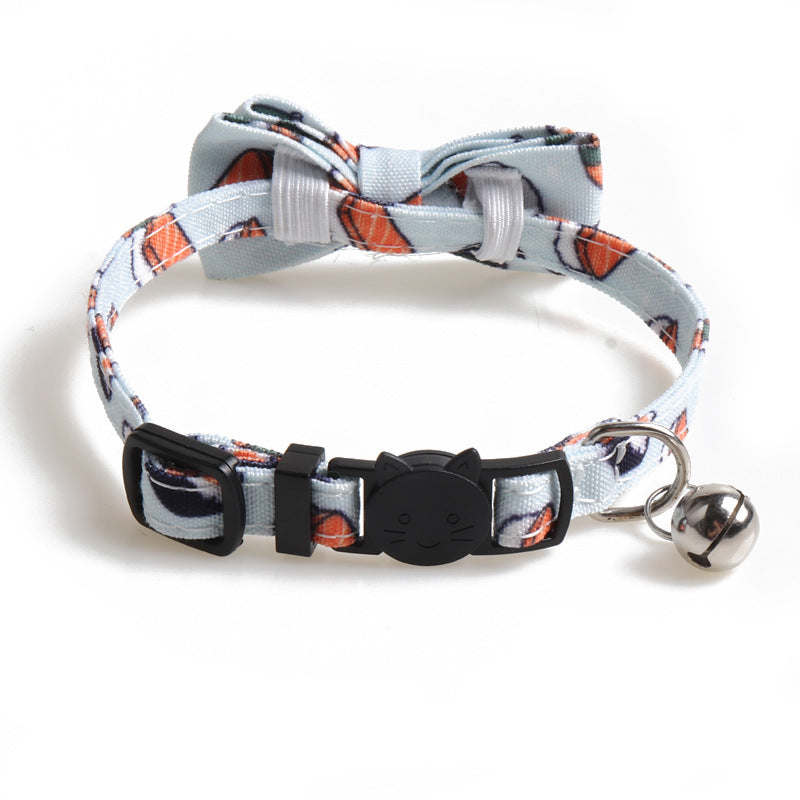 KFX-8561213 Stylish Dog Collar with Fun Bow Tie Design in Various Food-Themed Prints