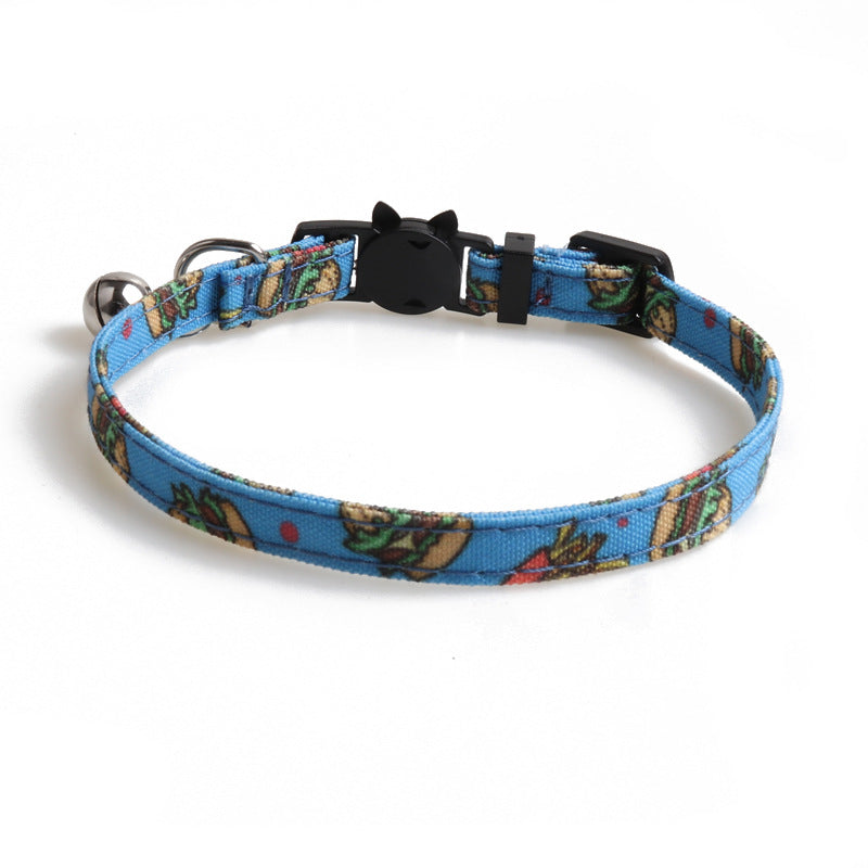 KFX-8561213 Stylish Dog Collar with Fun Bow Tie Design in Various Food-Themed Prints