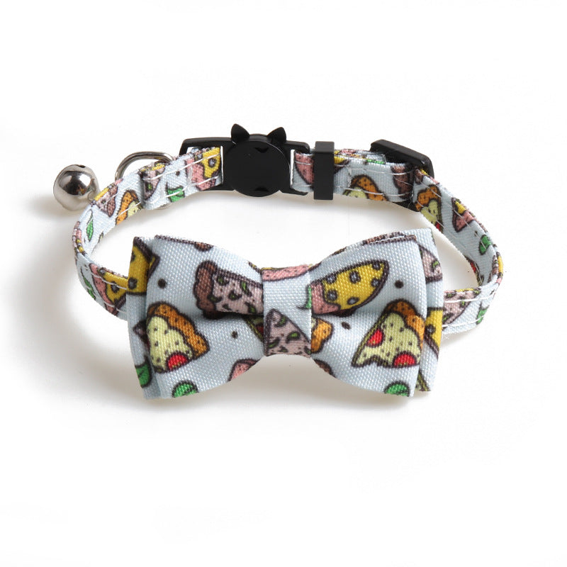 KFX-8561213 Stylish Dog Collar with Fun Bow Tie Design in Various Food-Themed Prints