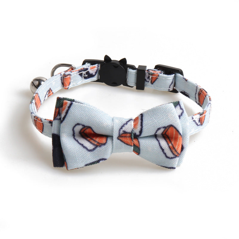 KFX-8561213 Stylish Dog Collar with Fun Bow Tie Design in Various Food-Themed Prints