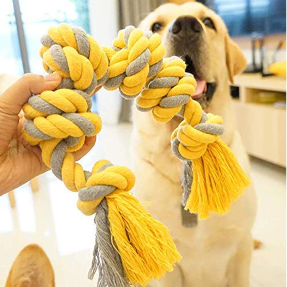 KFX-8564029 Durable Cotton Rope Dog Knot Toy for Teeth Grinding - 60cm Length, Safe and Fun
