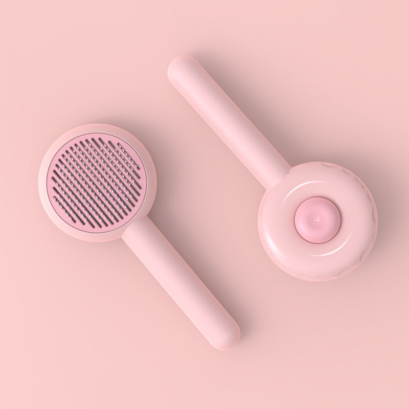 KFX-8564797 Doughnut-Shaped Cat De-shedding Comb with Fine Needle Design in Green, White, and Pink