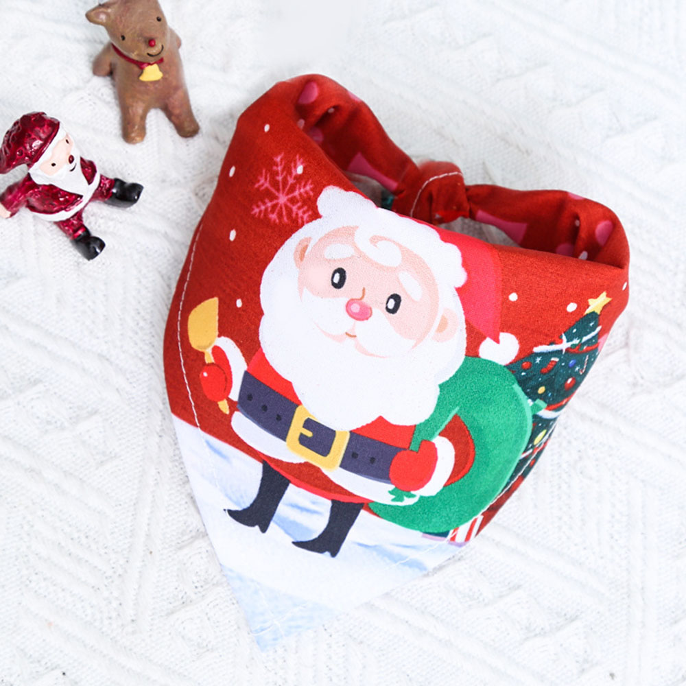 KFX-8566589 Christmas Cartoon Cotton Pet Dress and Triangle Scarf for Pets