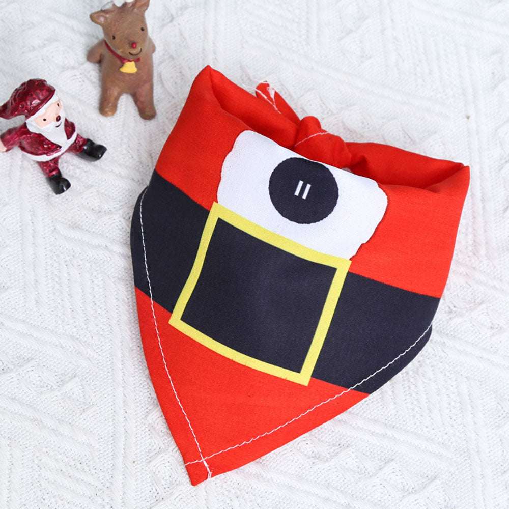 KFX-8566589 Christmas Cartoon Cotton Pet Dress and Triangle Scarf for Pets