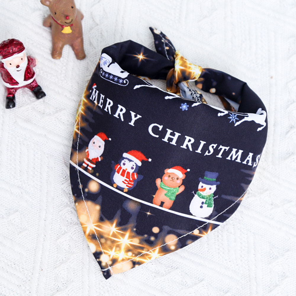 KFX-8566589 Christmas Cartoon Cotton Pet Dress and Triangle Scarf for Pets